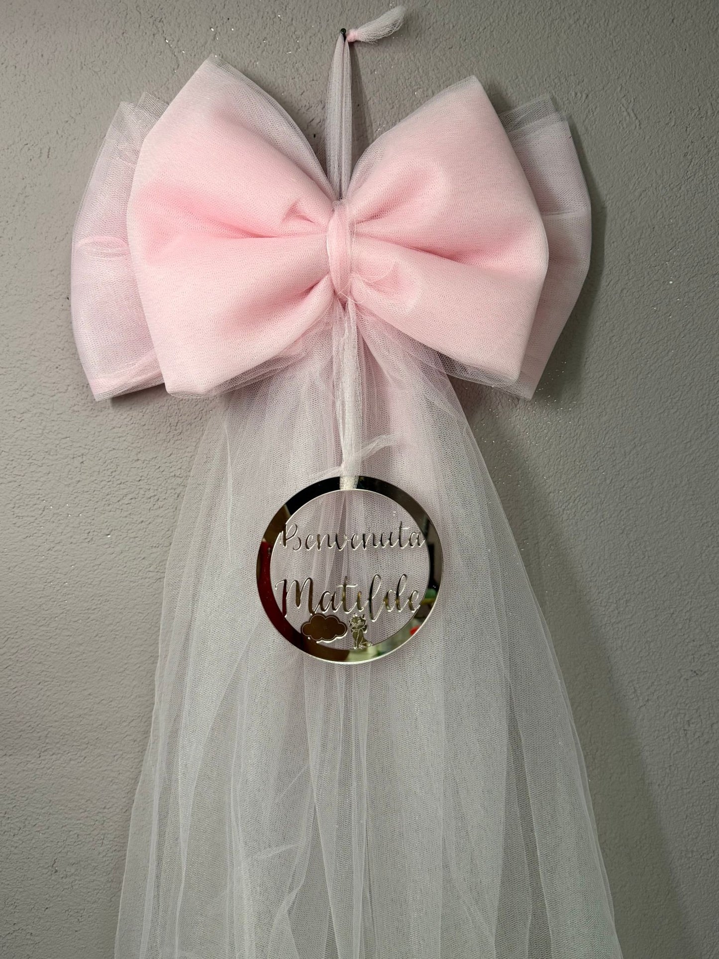 Fiocco nascita in tulle
