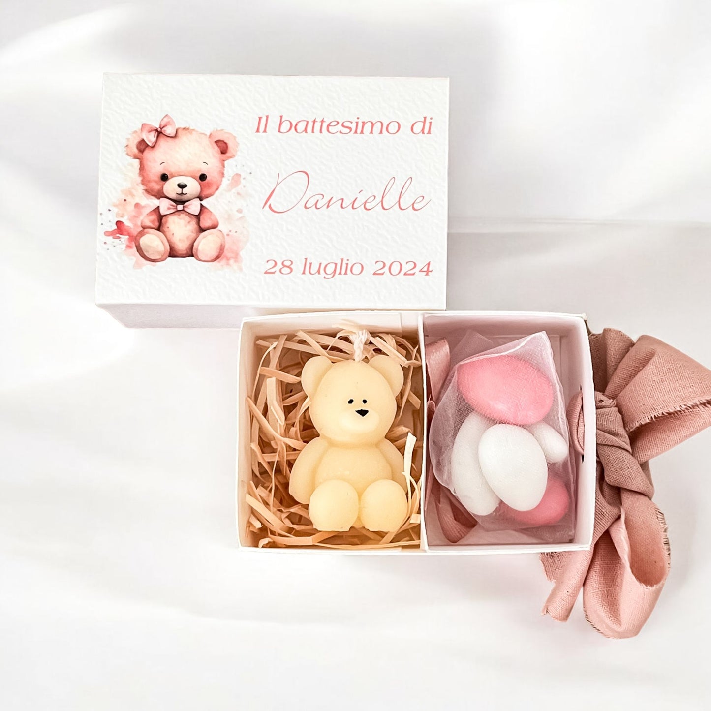 Scatola Porta Confetti con Candela Mini Teddy