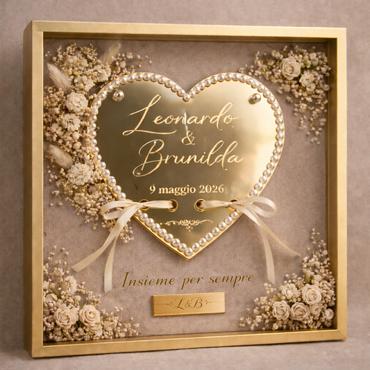 Portafedi Luxury in Cornice Shadow Box – Cuore Specchiato Personalizzato