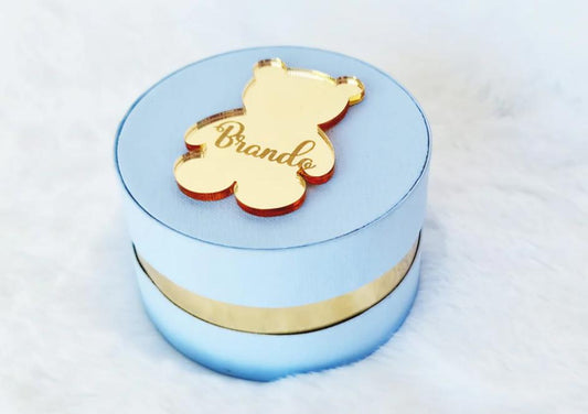 Scatolina Porta Confetti Tonda Con Orsetto Personalizzato